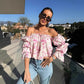 🌸Speciale prijs 🌸Bedrukte blouse over de schouder