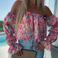 🌸Speciale prijs 🌸Bedrukte blouse over de schouder