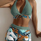 Bladprint Halter V-hals tweedelig badpak