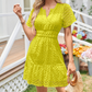 Women's V-Neck Short Sleeve Hollow Out Dress