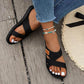Brede Voeten Comfortabele Platte Sandalen Met Open Teen