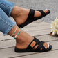 Brede Voeten Comfortabele Platte Sandalen Met Open Teen