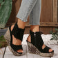 Dames sandalen met open teen en kwastjes en plateauzool
