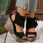 Dames sandalen met open teen en kwastjes en plateauzool