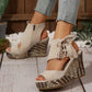 Dames sandalen met open teen en kwastjes en plateauzool