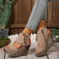 Dames sandalen met open teen en kwastjes en plateauzool