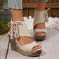 Dames sandalen met open teen en kwastjes en plateauzool