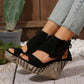 Dames sandalen met open teen en kwastjes en plateauzool