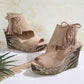 Dames sandalen met open teen en kwastjes en plateauzool