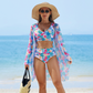 Modieus, meerkleurig 3-delig bikini-zwempak voor dames met print
