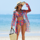 Modieus, meerkleurig 3-delig bikini-zwempak voor dames met print