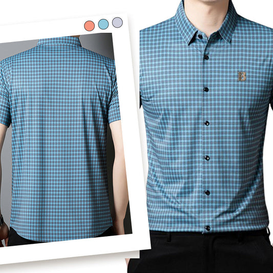 Casual geruit herenoverhemd met korte mouwe