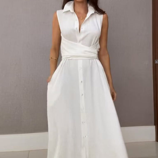🌸Seizoensjurk 50% KORTING🌸Dames mouwloze maxi-jurk met tailleband
