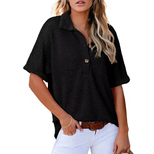 🌈Zomeruitverkoop - 49% korting🔥Vrouwen Kapsel Losse Korte Mouw Top