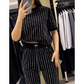 🌸2025 Hot Sale👠Dames fonkelende strass gestreepte tweedelige set