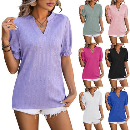 Casual top met V-hals en korte mouwen voor dames