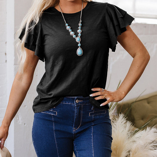 Casual Ronde Hals Korte Mouw Top