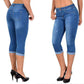 Capri-jeans met gescheurde, opgerolde zoom