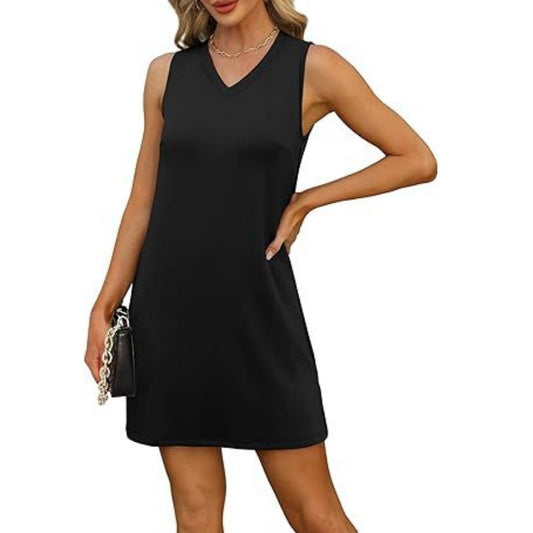 💕 Zachtheid ontmoet functionaliteit! Mini-slipjurk met V-hals 👗, vol elegantie!