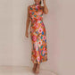 Love In The Garden Floral Halter Neck Elastische Taille Maxi-jurk