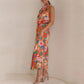 Love In The Garden Floral Halter Neck Elastische Taille Maxi-jurk