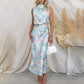 Love In The Garden Floral Halter Neck Elastische Taille Maxi-jurk