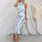 Love In The Garden Floral Halter Neck Elastische Taille Maxi-jurk