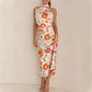 Love In The Garden Floral Halter Neck Elastische Taille Maxi-jurk