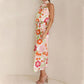 Love In The Garden Floral Halter Neck Elastische Taille Maxi-jurk