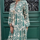 Geplooide jurk met V-hals en print voor dames