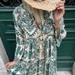 Geplooide jurk met V-hals en print voor dames