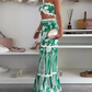 2-Delige Set voor Dames: Bikinitop en Geprinte Wijde Broek