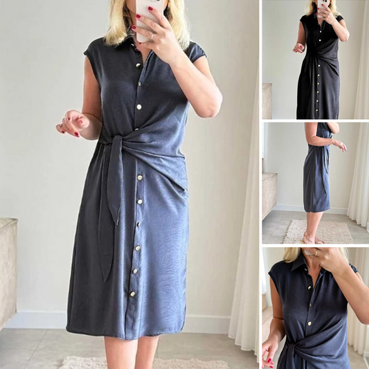 Losse, casual jurk met strikceintuur voor dames