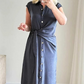 Losse, casual jurk met strikceintuur voor dames