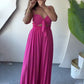 Jumpsuit met elastische taille, wijde broekspijpen en spaghettibandjes