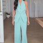 Dames Halter Vest & Wijde Pijpen Broek Set