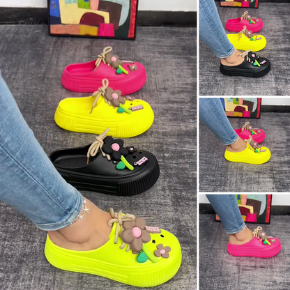 Dames Ademend Slippers met Bloemdecoratie