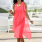 Dames Zomer Elegante Asymmetrische Mouwloze Jurk met Ronde Hals en Mesh Ontwerp