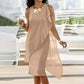 Dames Zomer Elegante Asymmetrische Mouwloze Jurk met Ronde Hals en Mesh Ontwerp