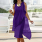 Dames Zomer Elegante Asymmetrische Mouwloze Jurk met Ronde Hals en Mesh Ontwerp