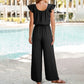 Effen geplooide jumpsuit met vierkante hals voor dames
