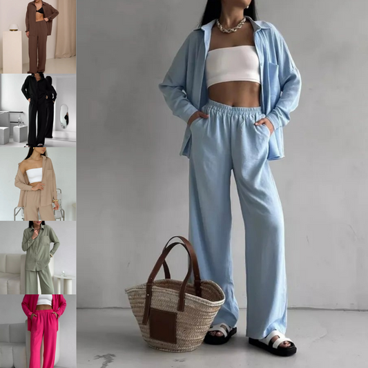 Elegante damesset bestaande uit een shirt en een broek