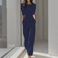Solide kleur breedbenige jumpsuit voor vrouwen