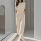 Solide kleur breedbenige jumpsuit voor vrouwen