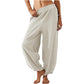 Dames casual broek met elastische taille en wijde pijpen