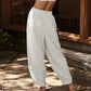 Dames casual broek met elastische taille en wijde pijpen