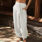 Dames casual broek met elastische taille en wijde pijpen