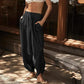 Dames casual broek met elastische taille en wijde pijpen