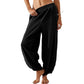 Dames casual broek met elastische taille en wijde pijpen