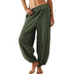 Dames casual broek met elastische taille en wijde pijpen